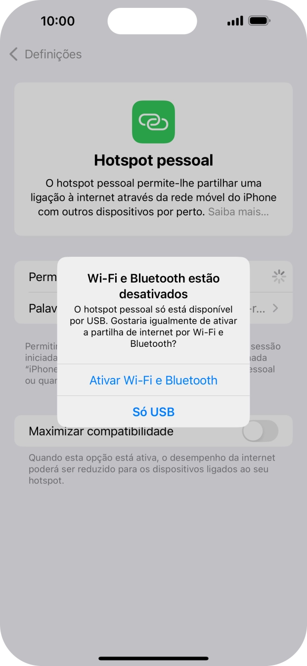 Se o Wi-Fi estiver desativado, prima Ativar Wi-Fi e Bluetooth.