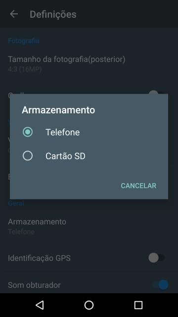 Prima Telefone para guardar as fotografias na memória do telefone.