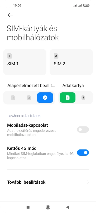Kattints a kívánt SIM-kártyára.