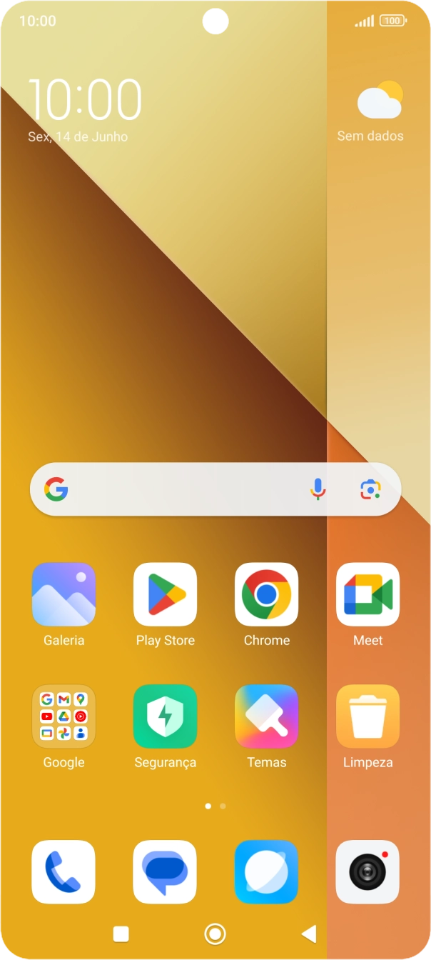 Deslize o dedo para baixo a partir do topo do ecrã.