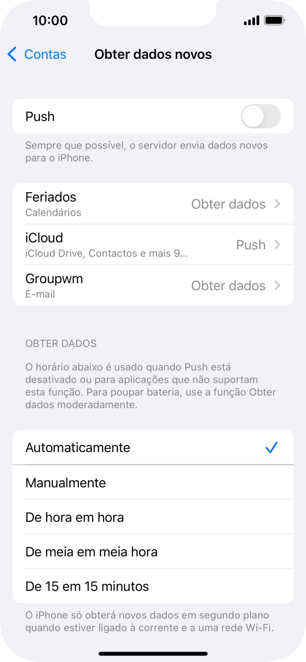 Se desativar a função, prima a definição pretendida.