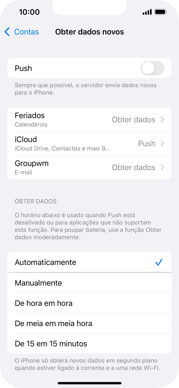 Se desativar a função, prima a definição pretendida.