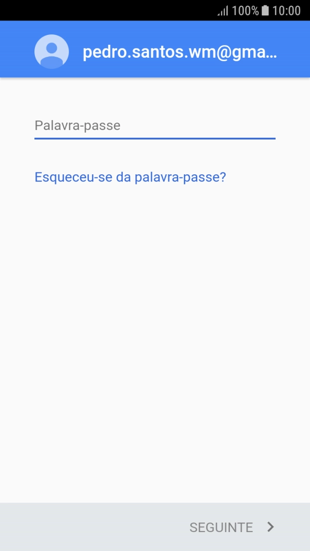Prima Palavra-passe e introduza a password da sua conta Google.
