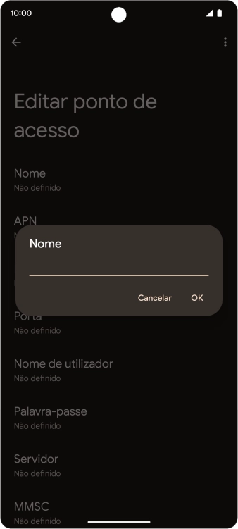 Introduza Vodafone Internet e prima OK.