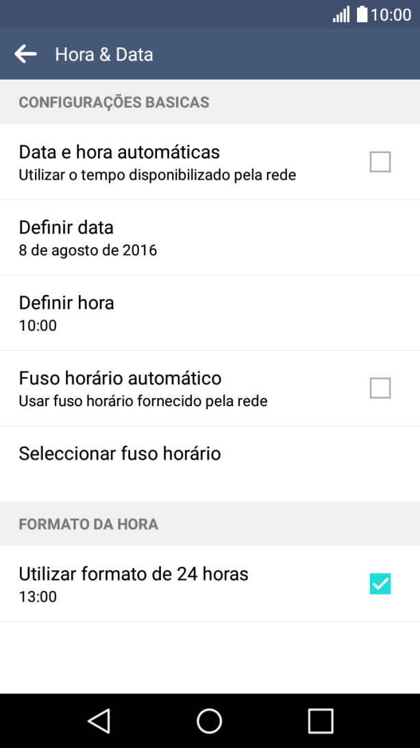 Prima Data e hora automáticas para ativar a função.