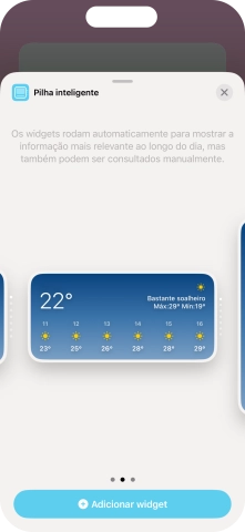 Para escolher a dimensão pretendida para o widget, deslize o dedo para a direita ou para a esquerda sobre o ecrã.