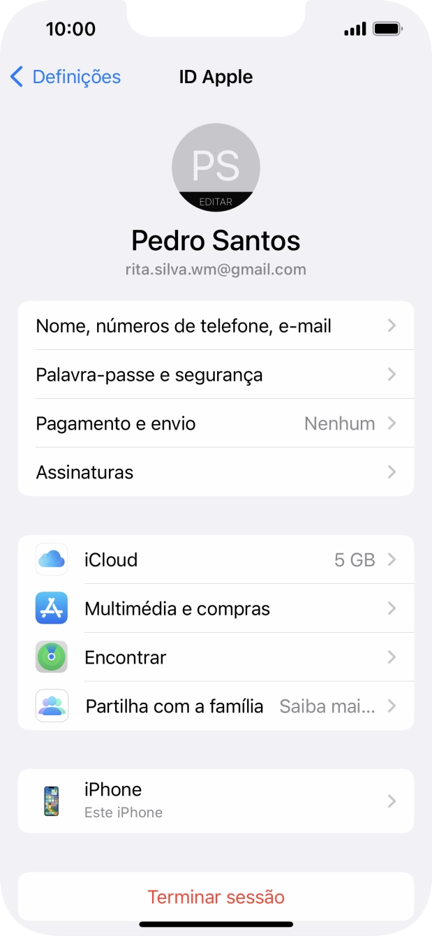 Para voltar ao ecrã inicial, deslize o dedo de baixo para cima a partir da base do ecrã.