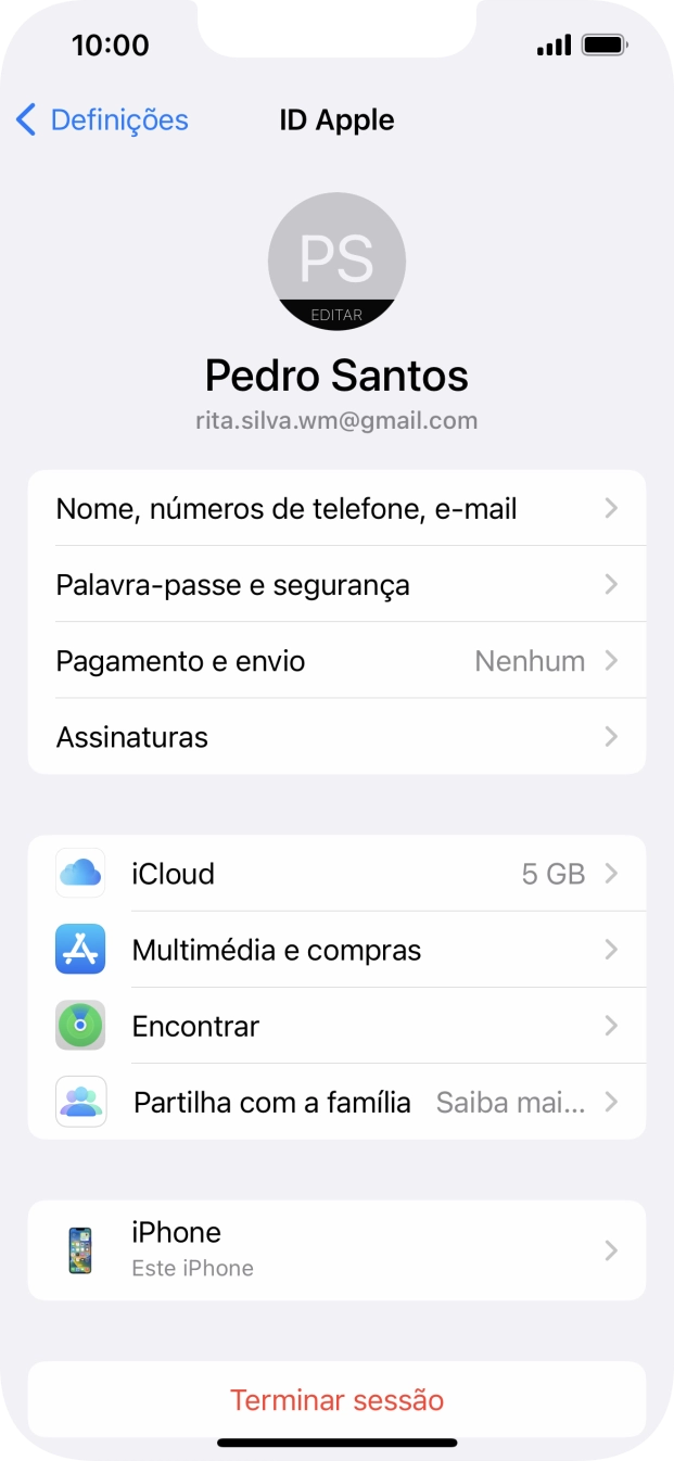 Para voltar ao ecrã inicial, deslize o dedo de baixo para cima a partir da base do ecrã.