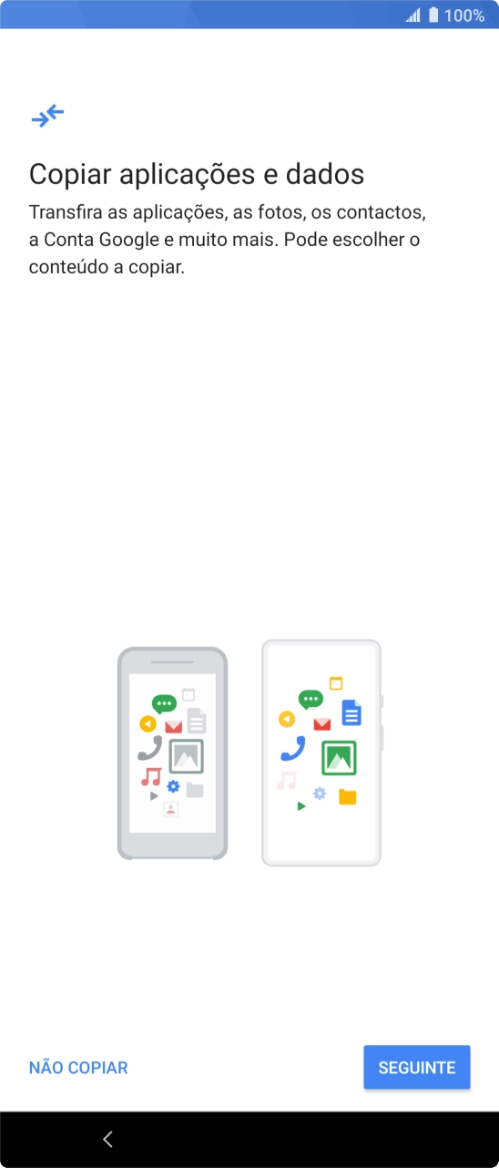 É possível transferir conteúdo de outro telefone quando o telefone for ativado antes da primeira utilização e quando o telefone tiver sido reiniciado. Quando esta imagem for mostrada no ecrã, o telefone está pronto para transferir conteúdo de outro telefone.