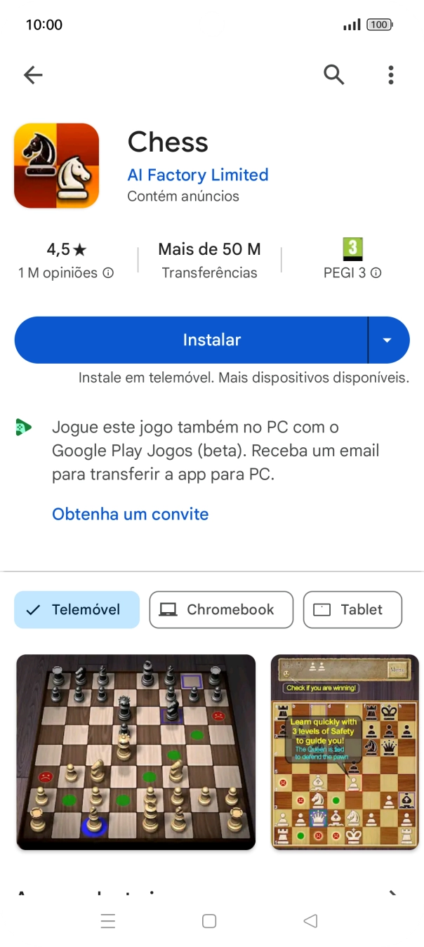 Prima Instalar e siga as indicações no ecrã para instalar a app.