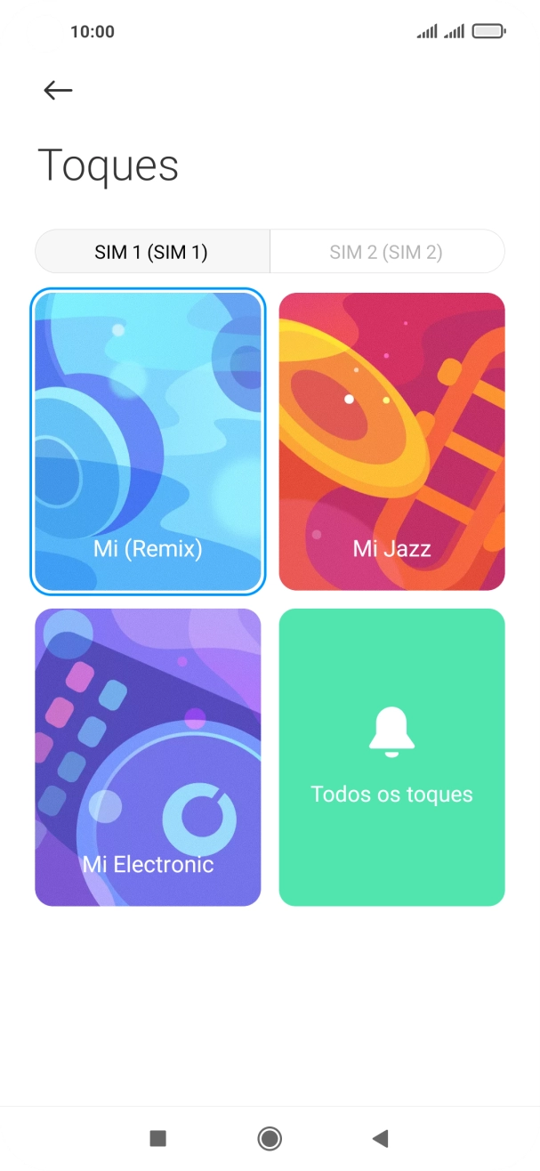 Prima o cartão SIM pretendido.