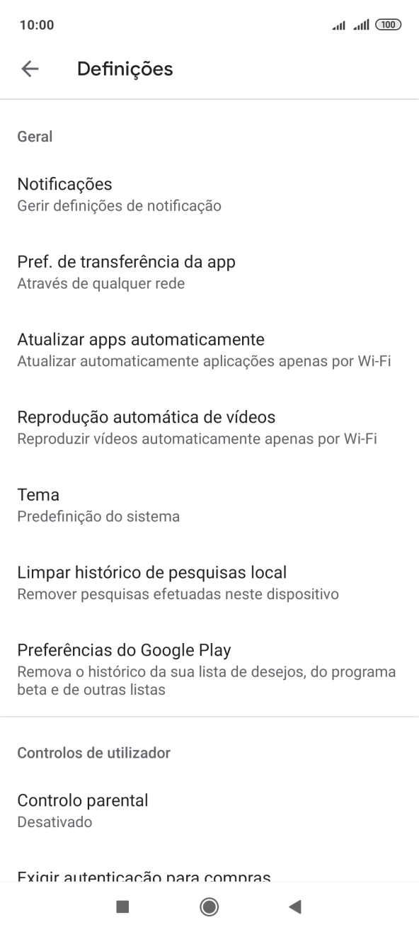 Prima Atualizar apps automaticamente.