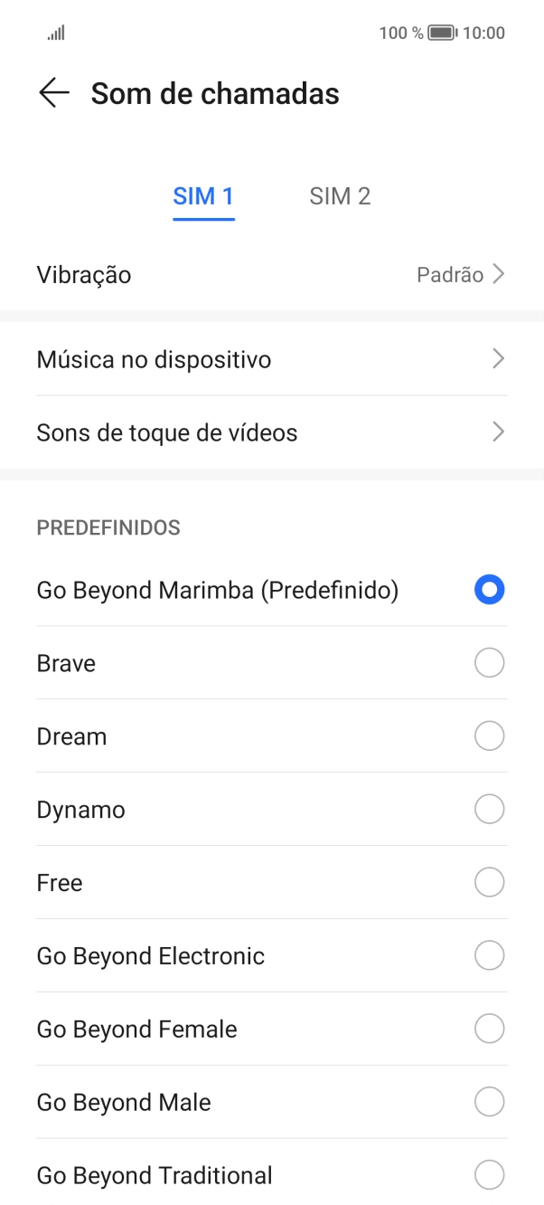 Prima os tons de toque pretendidos para os ouvir.