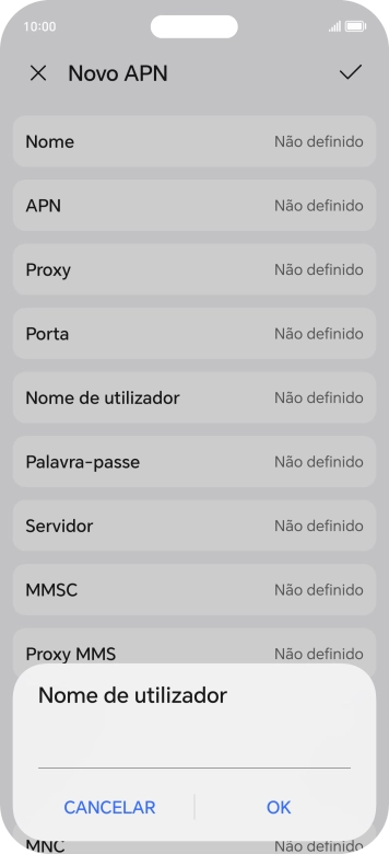 Introduza vodafone e prima OK.