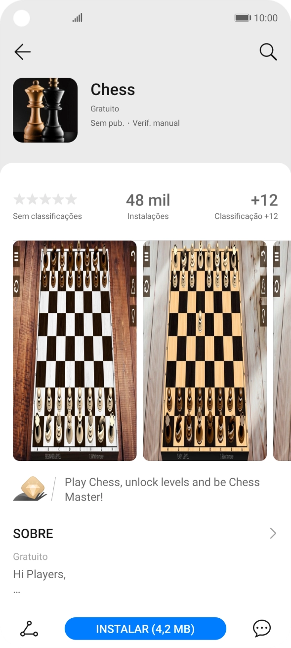 Prima INSTALAR e siga as indicações no ecrã para instalar a app.