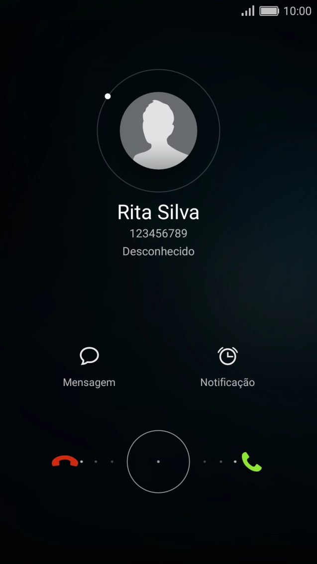 Arraste o círculo para a direita para atender a chamada.