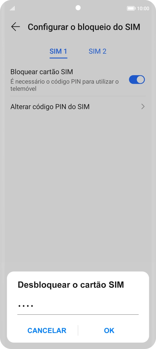 Introduza o seu código PIN e prima OK.