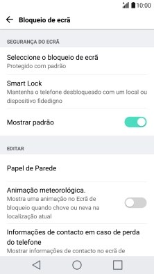 Prima Seleccione o bloqueio de ecrã e introduza o código de bloqueio do telefone atual.