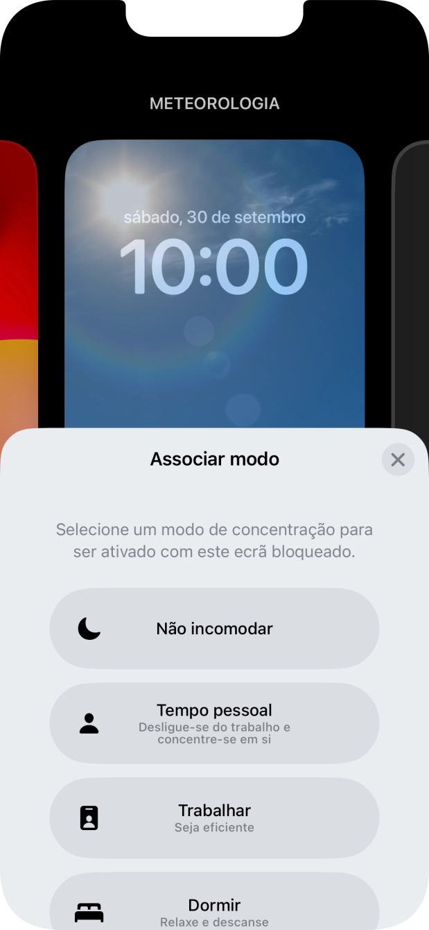 Prima o modo de concentração pretendido.