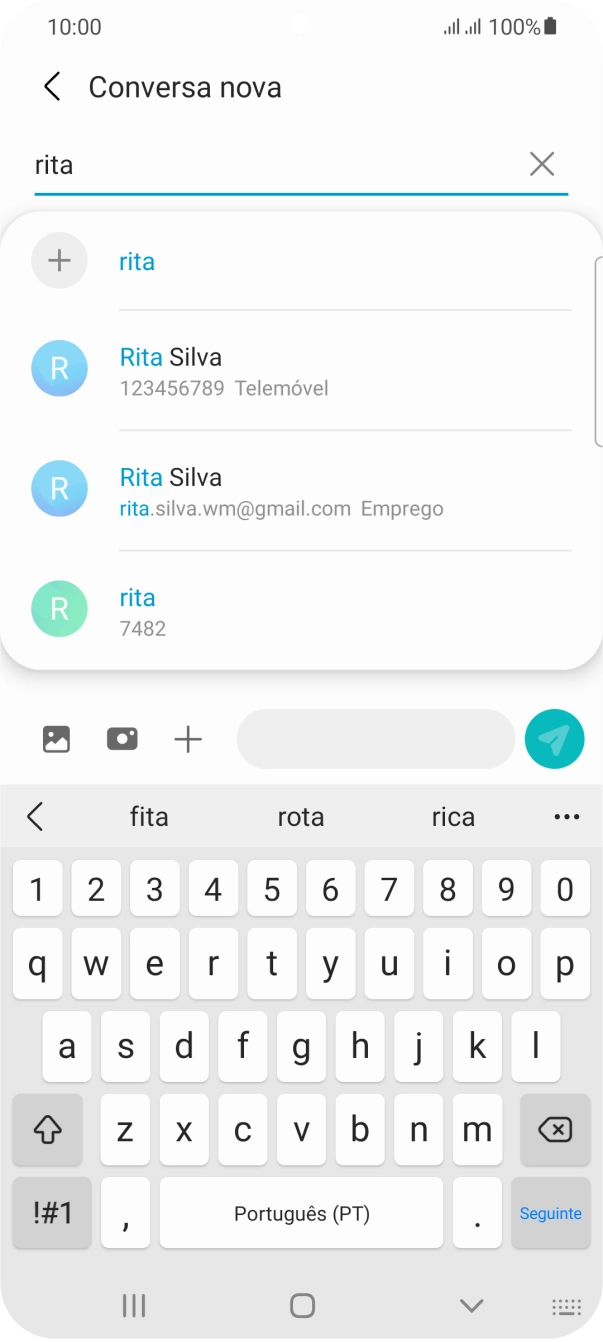 Prima o contacto pretendido.