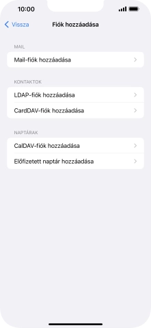 Válaszd a Mail-fiók hozzáadása lehetőséget.