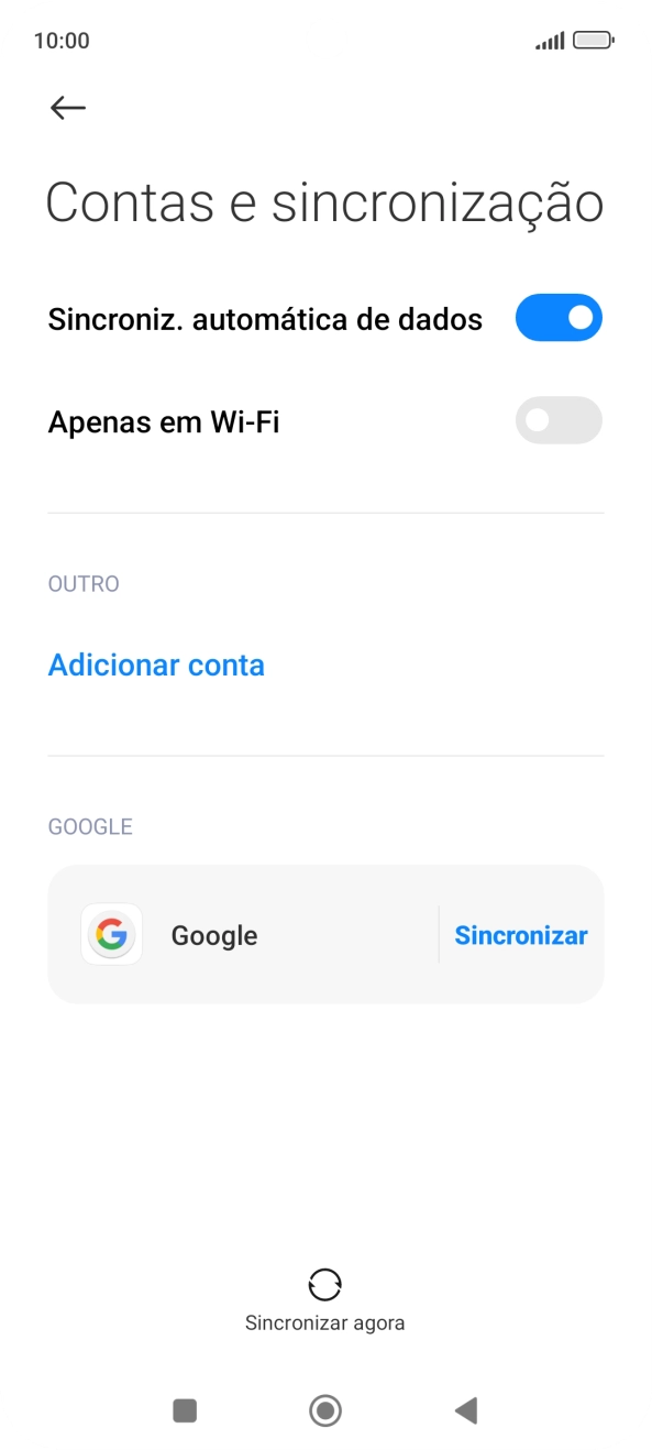 Prima Adicionar conta.