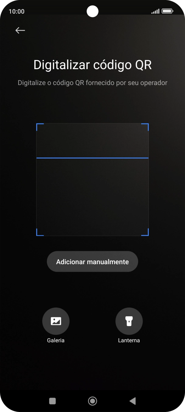 Para scanear o código QR enviado, enquadre-o na moldura da câmara do telefone.