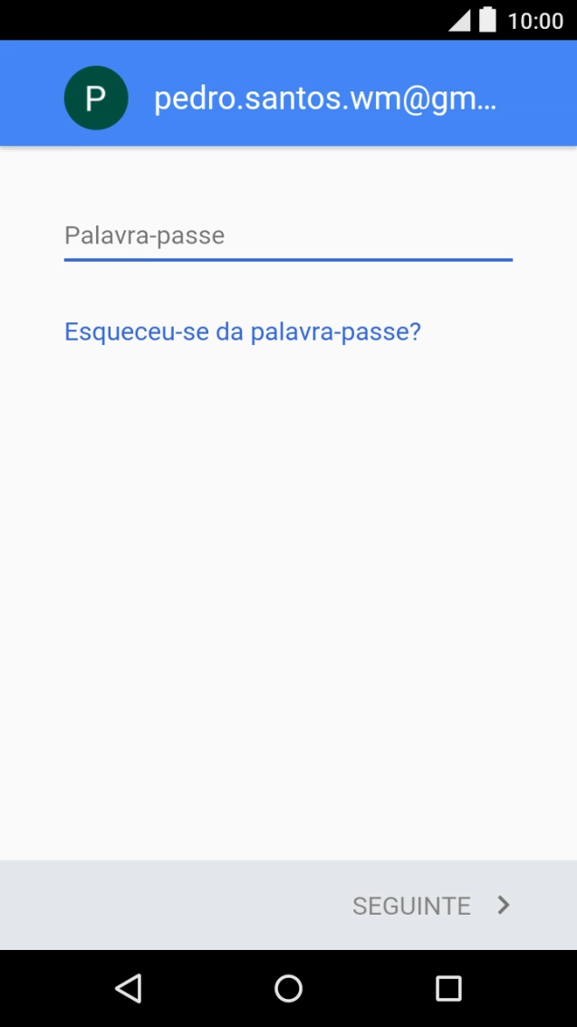 Prima Palavra-passe e introduza a password da sua conta Google.