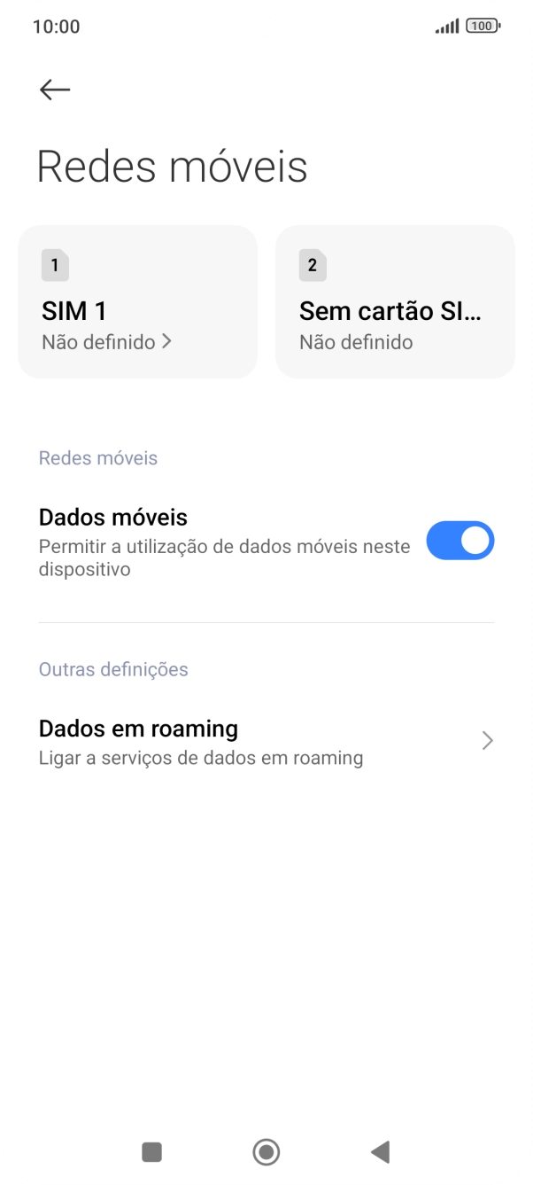 Prima o nome do cartão SIM.