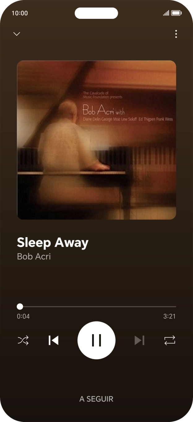 Prima a seta para a direita para ir para o ficheiro de música seguinte.