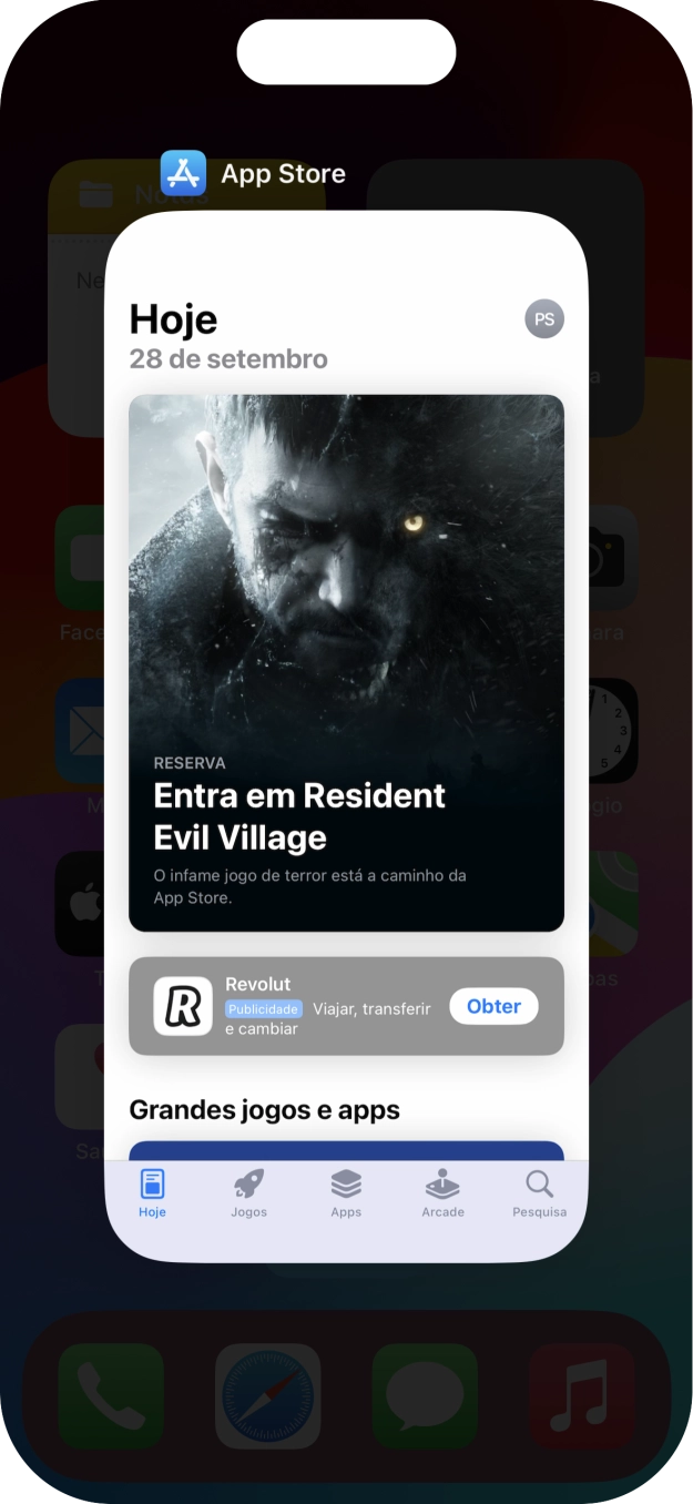 Deslize o dedo para cima sobre a aplicação pretendida para a terminar.