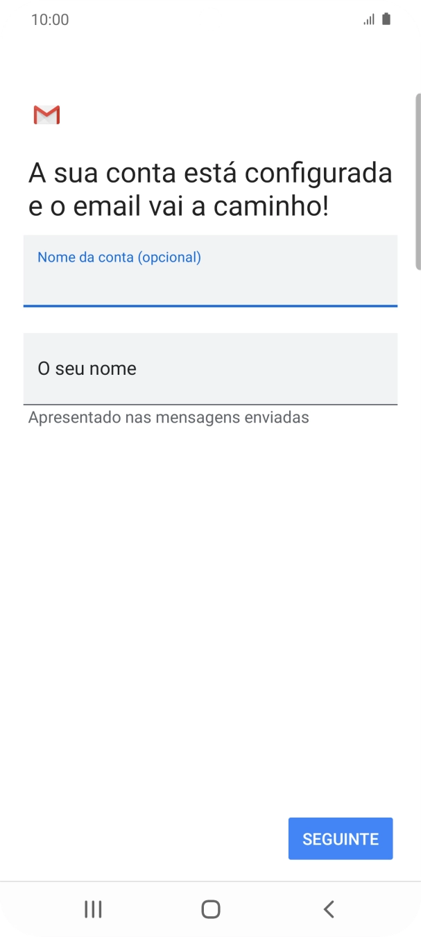 Prima O seu nome e introduza o nome do remetente pretendido.