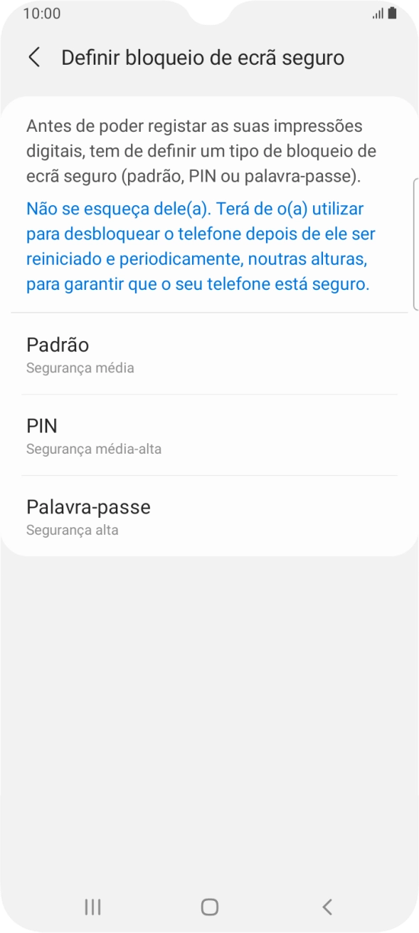 Prima o código de bloqueio do telefone pretendido e siga as indicações no ecrã para estabelecer um código de bloqueio adicional.