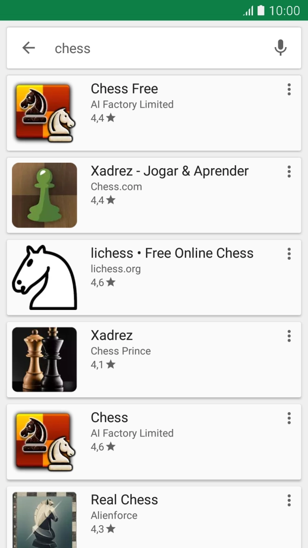 Prima a app pretendida.
