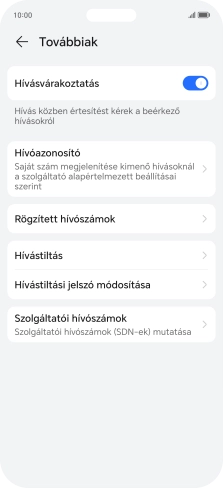 Kattints a „Hívásvárakoztatás” melletti csúszkára a funkció be- vagy kikapcsolásához.