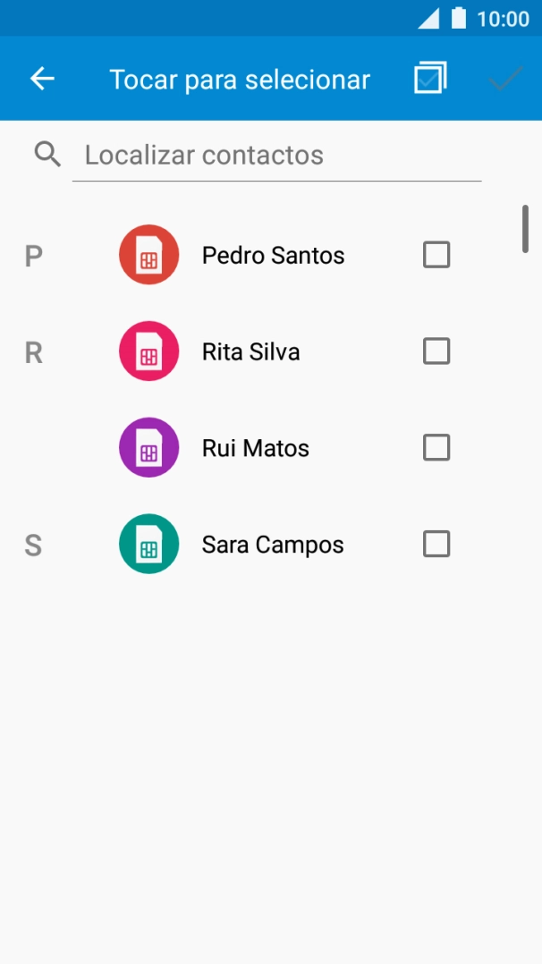 Prima o ícone para selecionar todos.