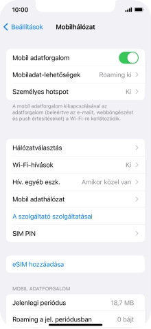 Válaszd a SIM PIN lehetőséget.