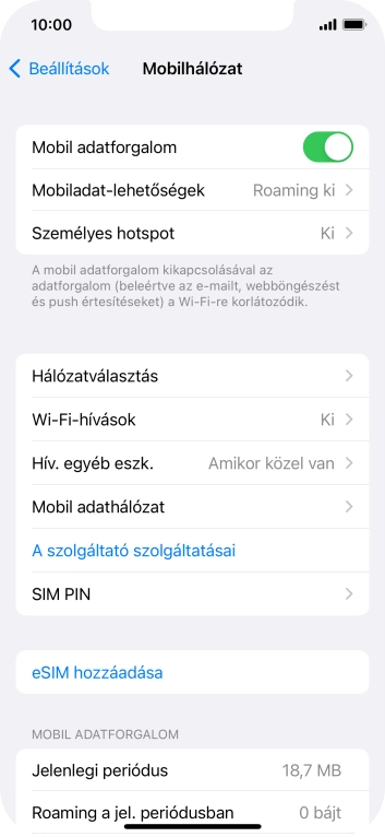 Válaszd a SIM PIN lehetőséget.