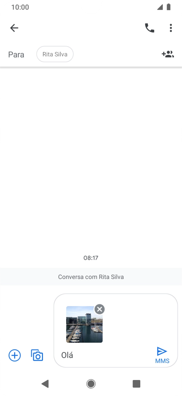 Prima o ícone para enviar quando terminar de escrever a sua mensagem multimédia.