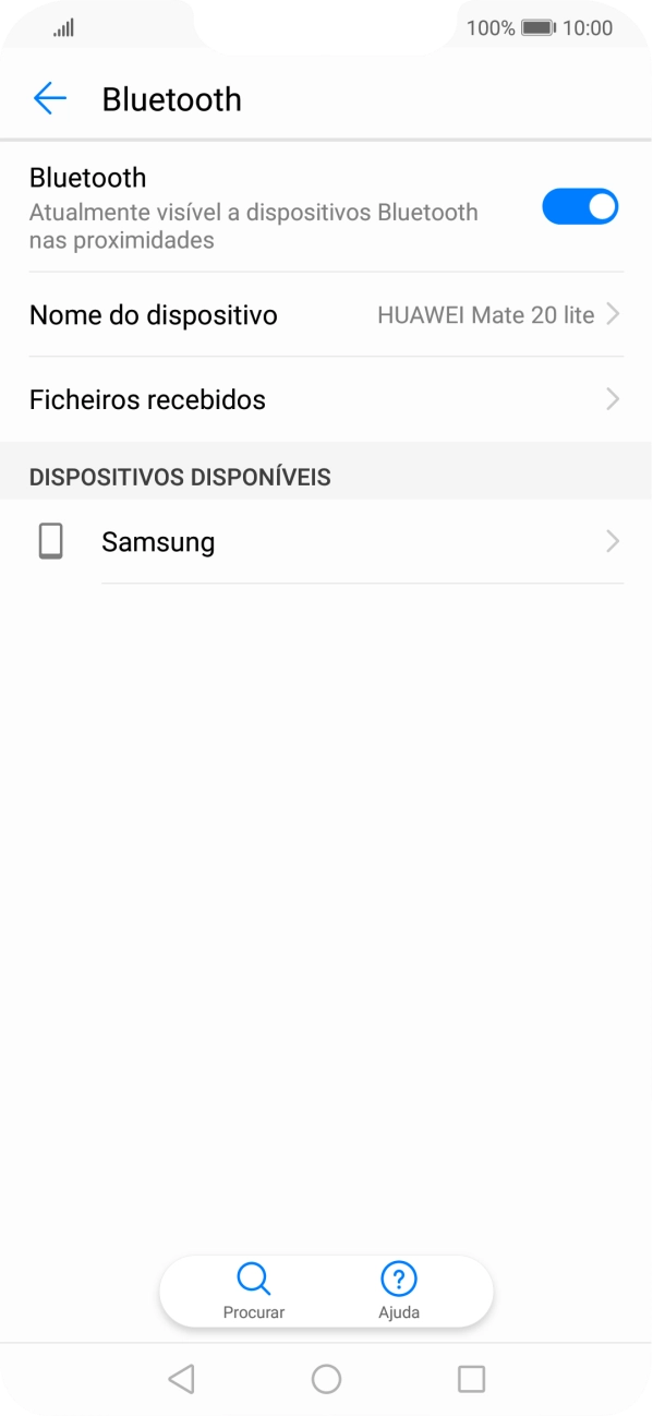 Prima o dispositivo Bluetooth pretendido e siga as indicações no ecrã para emparelhar o dispositivo pretendido com o telefone.