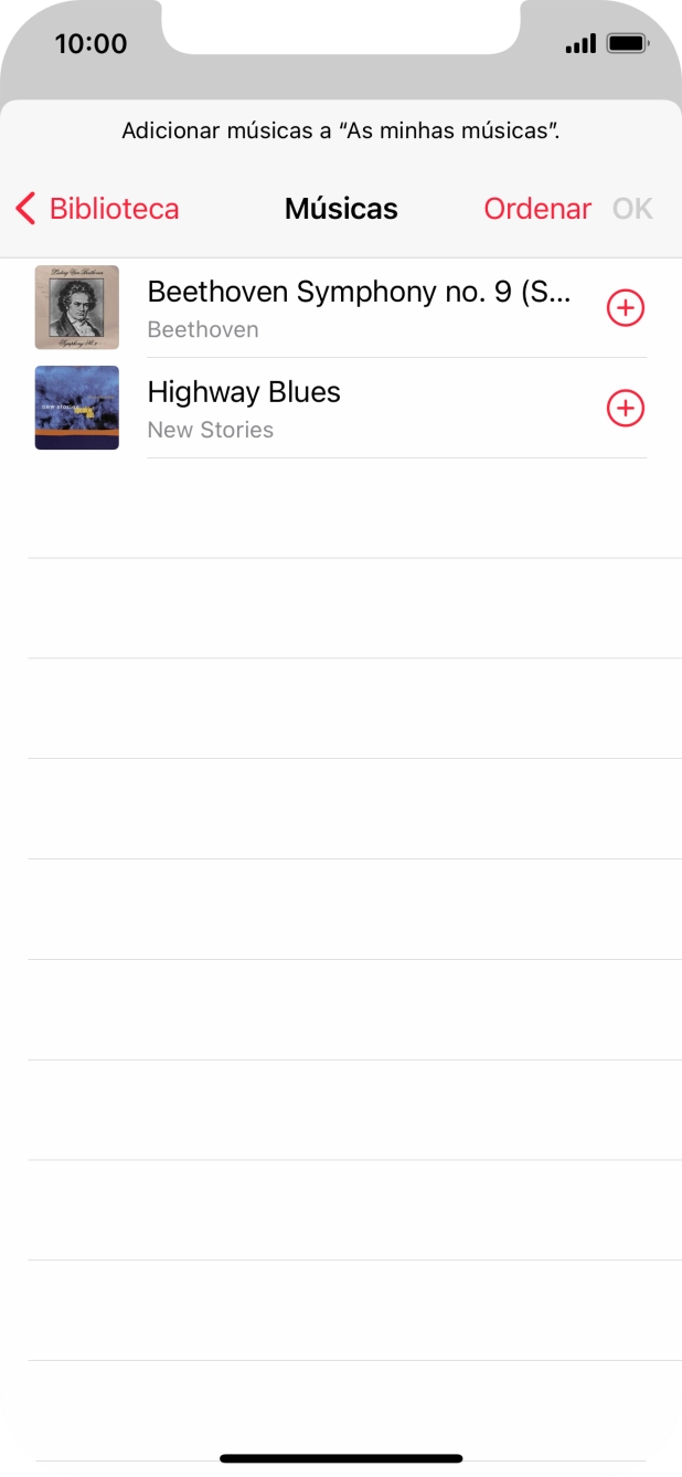 Vá até à categoria pretendida e prima o ficheiro de música pretendido.