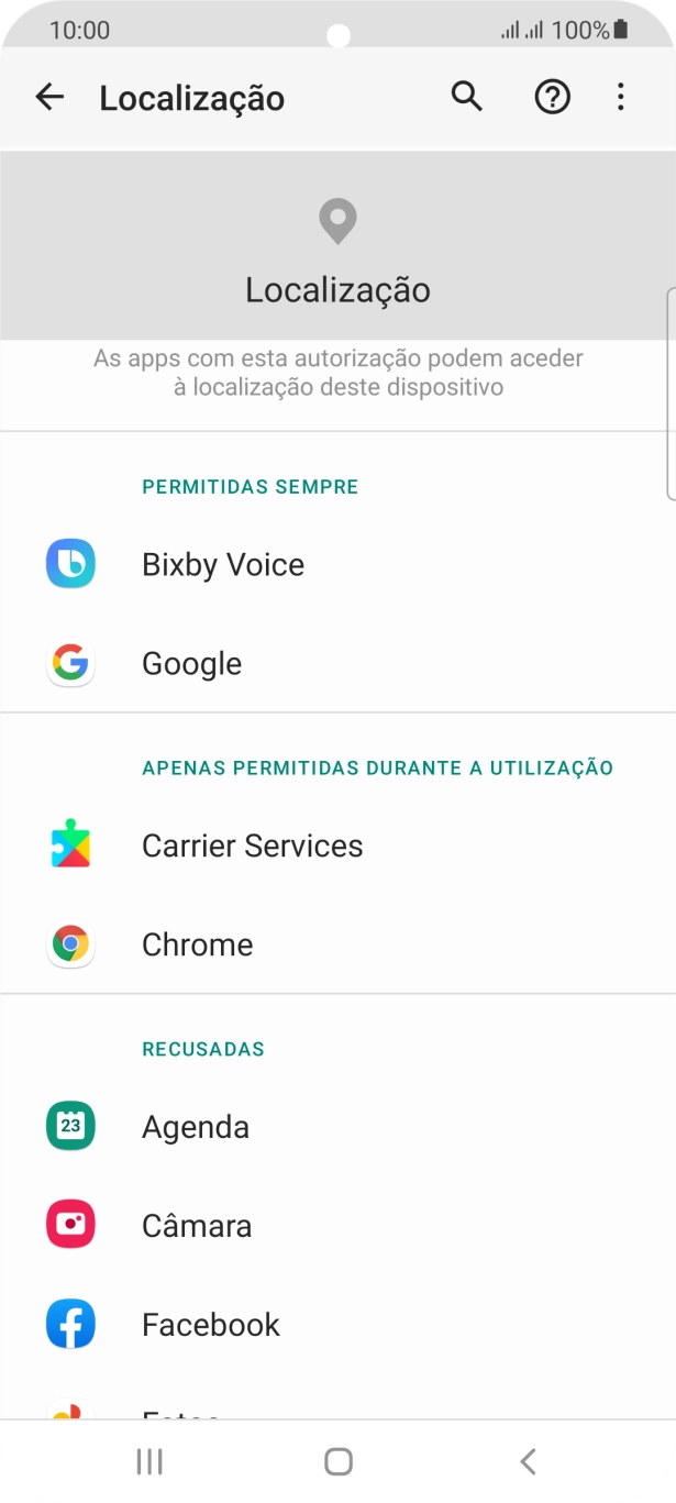 Prima a app pretendida.