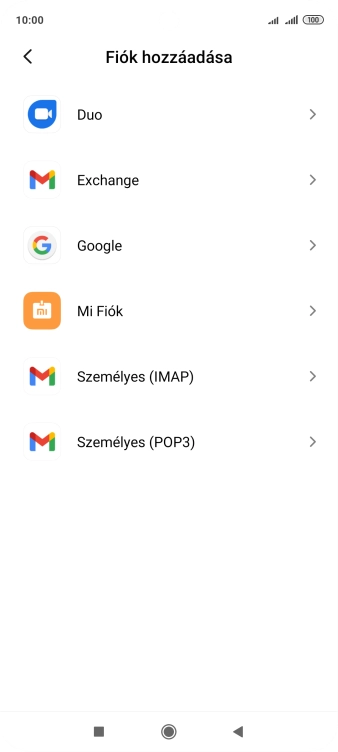 Válaszd a Google lehetőséget.