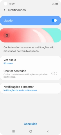 Prima os indicadores junto às definições pretendidas para as ativar ou desativar.