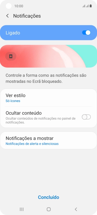 Prima os indicadores junto às definições pretendidas para as ativar ou desativar.