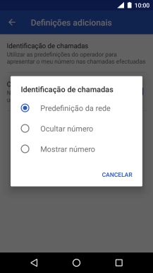 Prima Ocultar número para desativar a visualização do seu número.