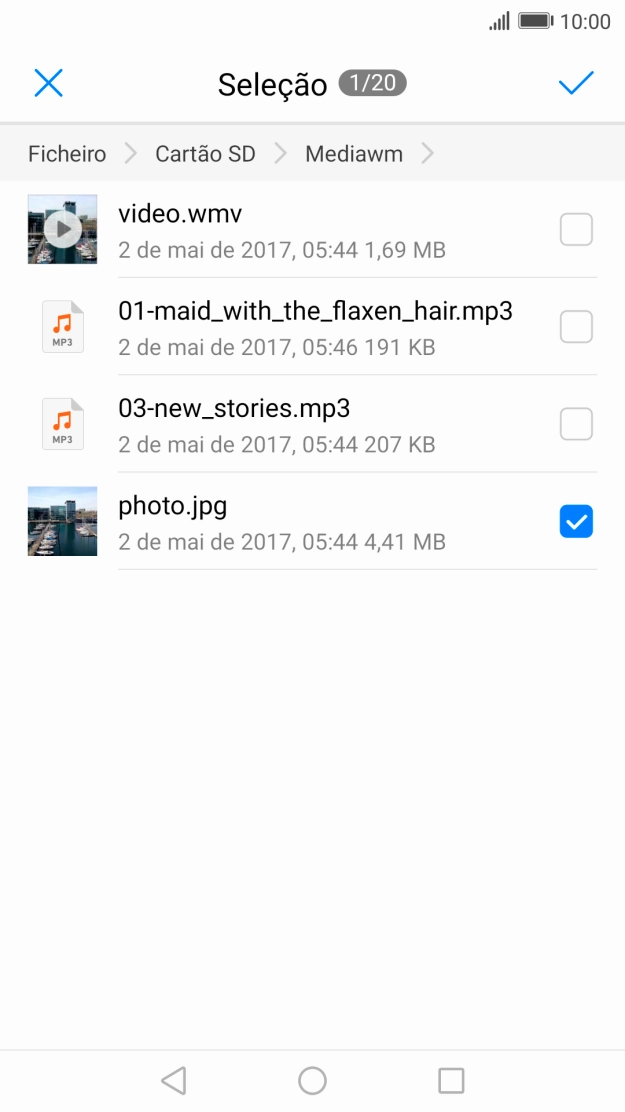 Prima o ícone para aceitar.