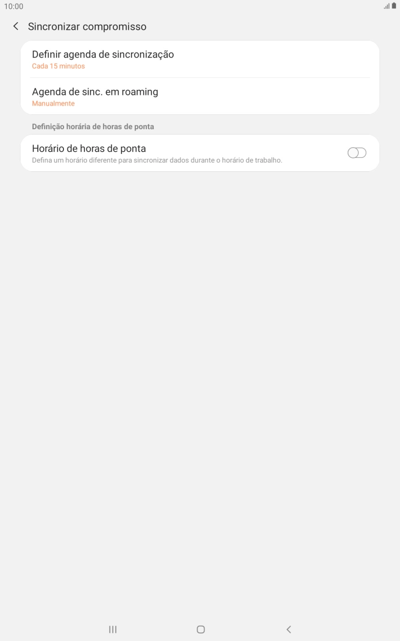 Prima Definir agenda de sincronização.