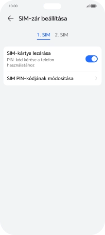 Kattints a „SIM-kártya lezárása” melletti csúszkára a funkció be- vagy kikapcsolásához.