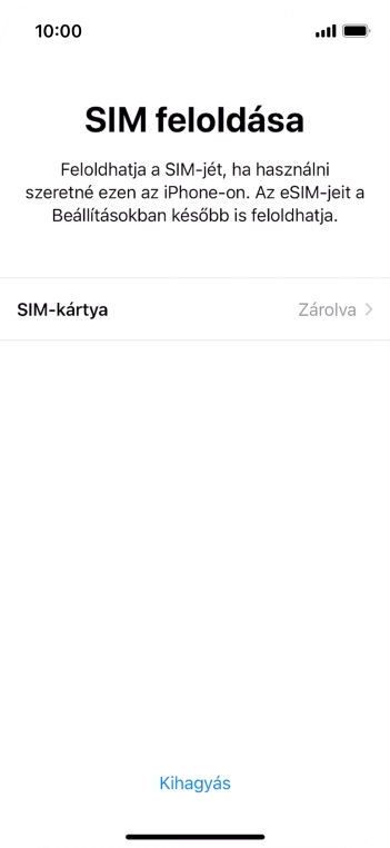 Válaszd a SIM-kártya lehetőséget.